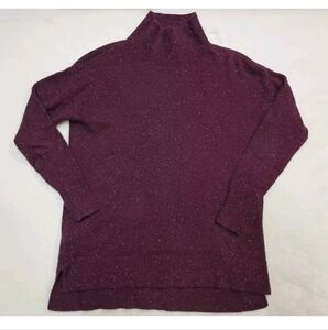 Loft Pullover Turtleneck Purple Speckle Long Sleeve Sweater Soft Stretch Slit S